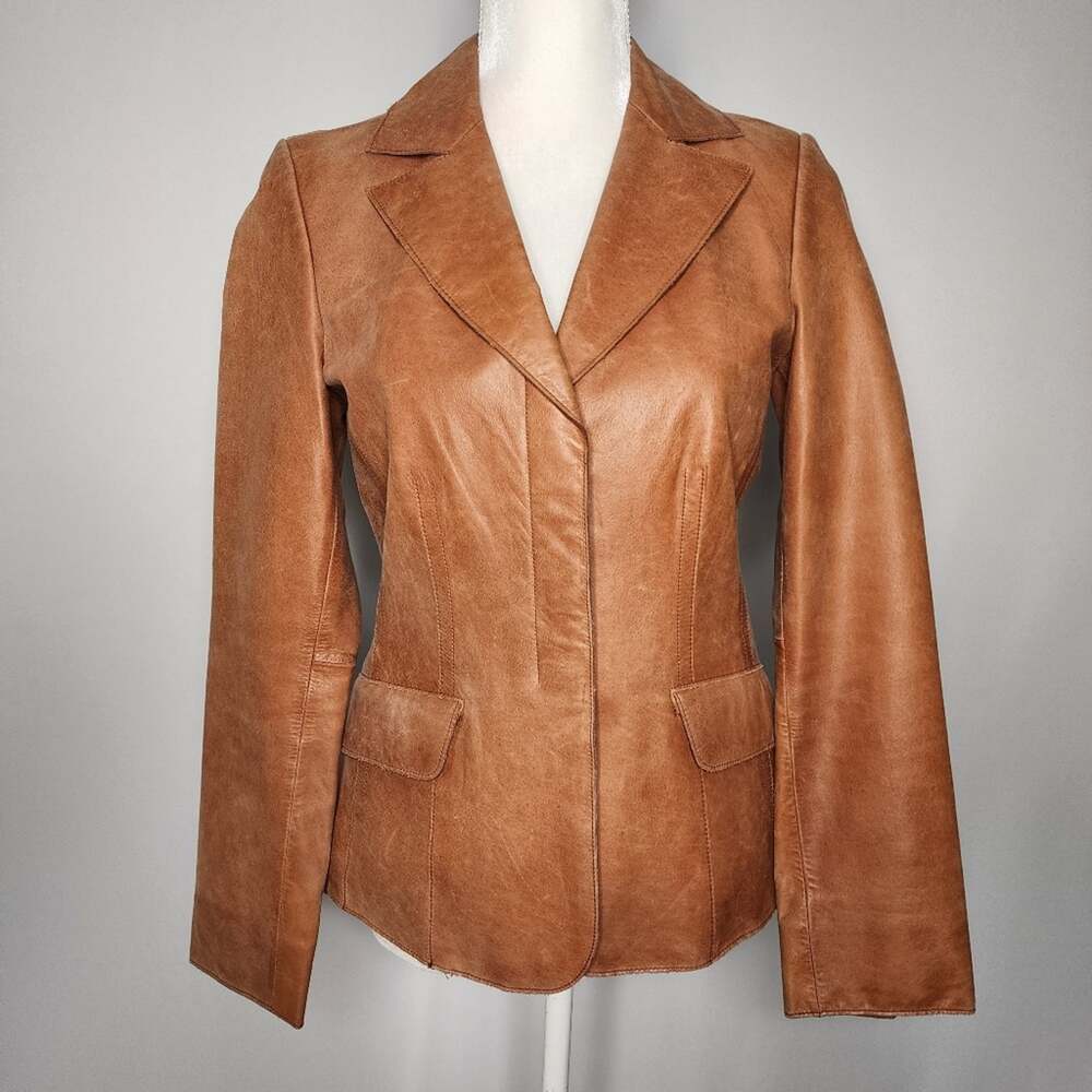 Guess Tan Leather Classic Jacket Women's Size Small